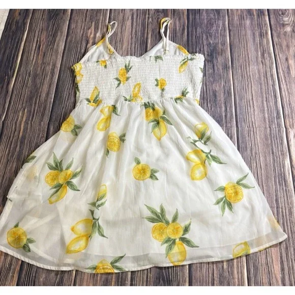 Japna Dress Womens M Petite Yellow Lemon Print Sleeveless Tiered Mini Boho - Picture 2 of 11